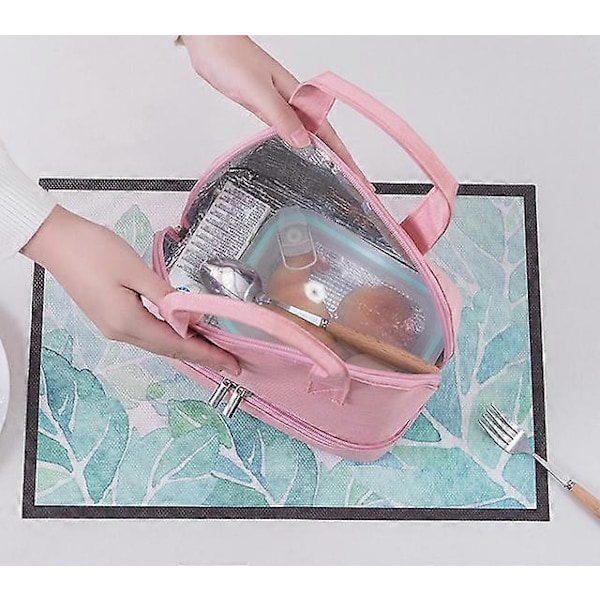 Isolerad lunchväska Kylväska med dubbla fack Pink