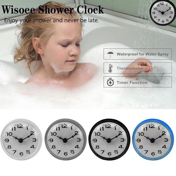 Dusch Badrum Bad Kök Silikon Väggklocka m/ Sugpropp white One-size