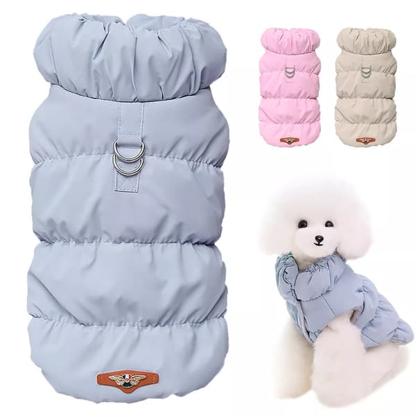 Vinterjacka för Hundar, Vattentät Valp Katt Väst Varm Fleece Vadderad Kläder pink s