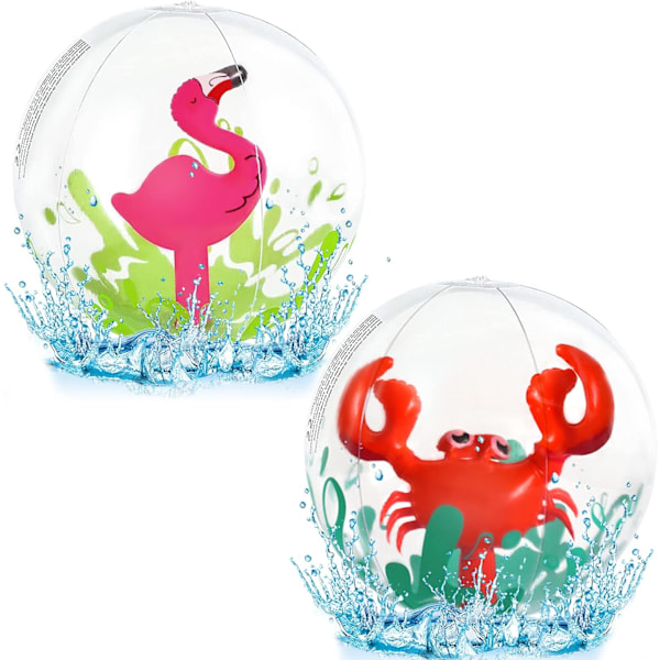 Badboll, uppblåsbar badboll, 3D-badboll, flamingo och krabba, utomhuslek, för vuxna och barn