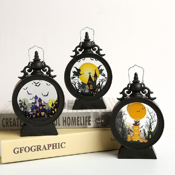 Halloween-lanterner, retro LED-lys, minilanterner, udendørslanterner, klart glas, velegnet til bryllupper, jul A2