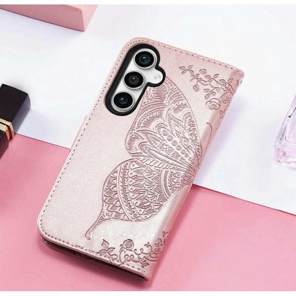Samsung S24 Plånboksfodral PU Läder 4-FACK Motiv Fjäril