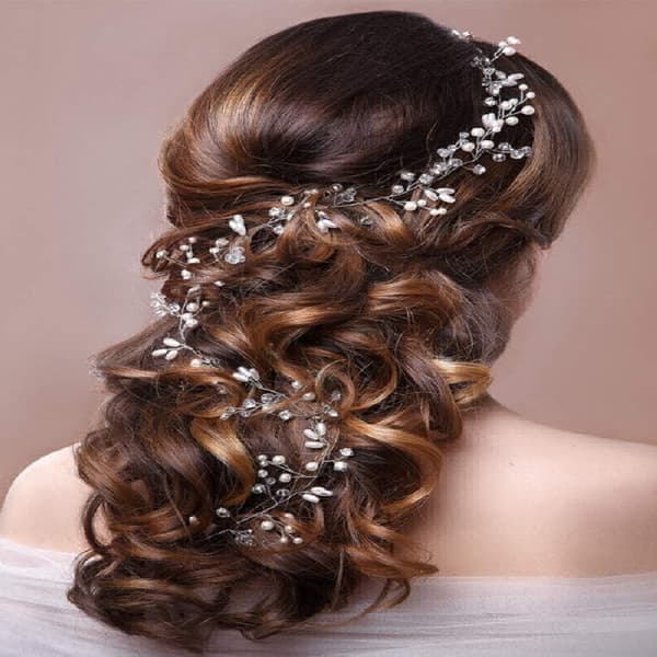 1PC Bryllupshårvin Hårbånd, Rhinestone Perle Hårvin Fletning