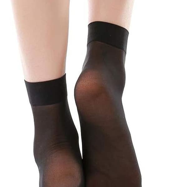 10-pack nylonstrumpor för kvinnor, transparenta, svarta, KLB