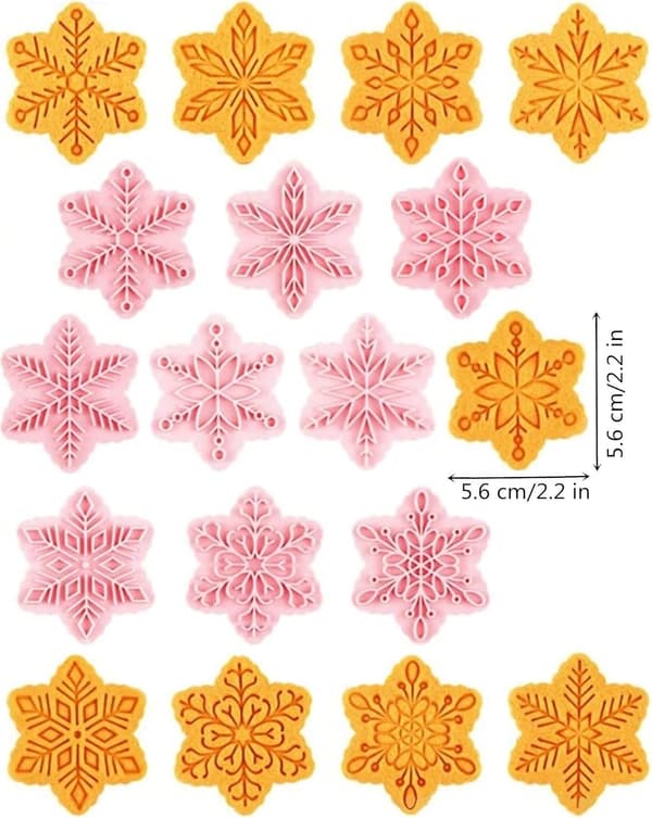 3D Snöflinge Kakstämpel Set - Livsmedelsgodkänd Plast Snöflingor