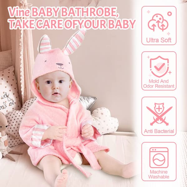 Babybadekåpe med hette Gutter Jenter Badekåpe for barn 3-4 år, rosa