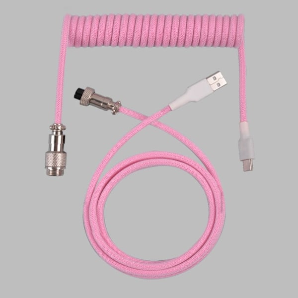 Mekaniskt tangentbord spiral kabel USB tangentbordskabel ROSA pink