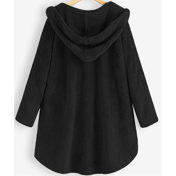 Sort L plus size fleece hættetrøje til kvinder sort black L