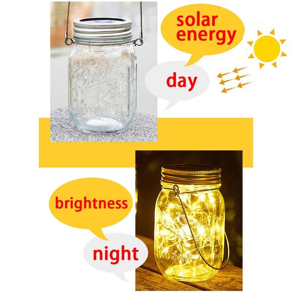 Solcelledrevne Mason Jar-lys LED Solcelledrevne lamper Hengende solcellelykter