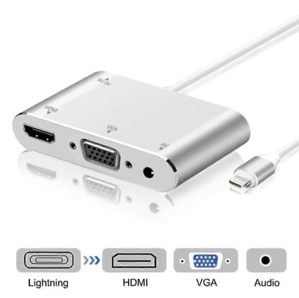 1080P Lightning til HDMI VGA Audio Video Adapter Konverter til Apple