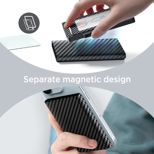 Plånbok för män - Pop Up Aluminiumfodral, 2-i-1 Magnetisk plånbok, med sedelfack och kreditkortsfack - Slim plånbok med RFID-skydd, Min