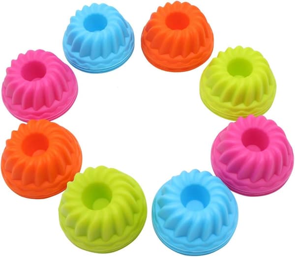 Silikonebageforme, 24-pak mini silikonebageforme til kager, non-stick muffinforme, BPA-fri elegante dessertfade - gelé og muffins D