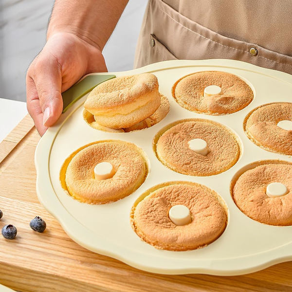 Silikone bageform genanvendelig cupcake muffin bageplade donut trekant kage bageform, 7-huls (til donut)