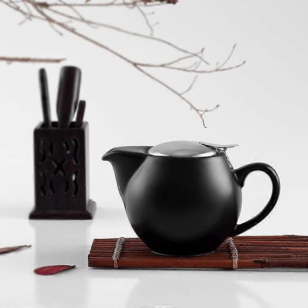 Elegant Termostabil Keramisk Tekande | Låg i Rustfrit Stål & Fin Te-infuser Perfekt til Kendinge af Løs Te Red