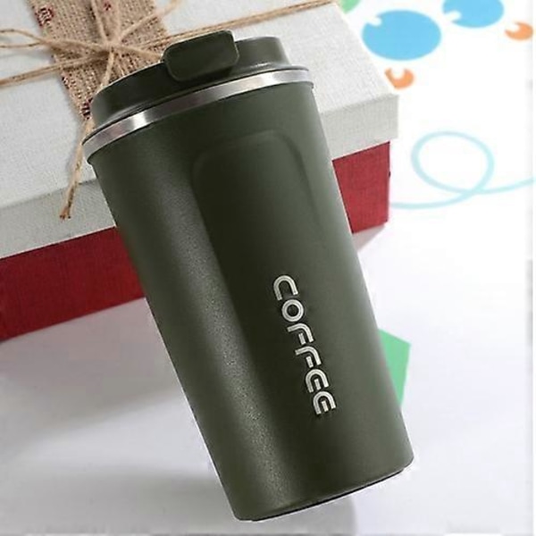 Dubbel rostfri stål 304 Kaffemugg Bil Termosmugg Rese Termokopp 380ml Green