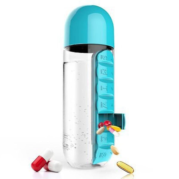 600 ml Plast Pillerorganisator Flaska Portabel Rese Drickflaskor-YUHAO Yellow