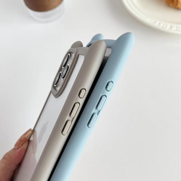 (Blå, for iPhone 14) Søt katteøre gjennomsiktig mobildeksel kompatibel med iPhone 14-deksel