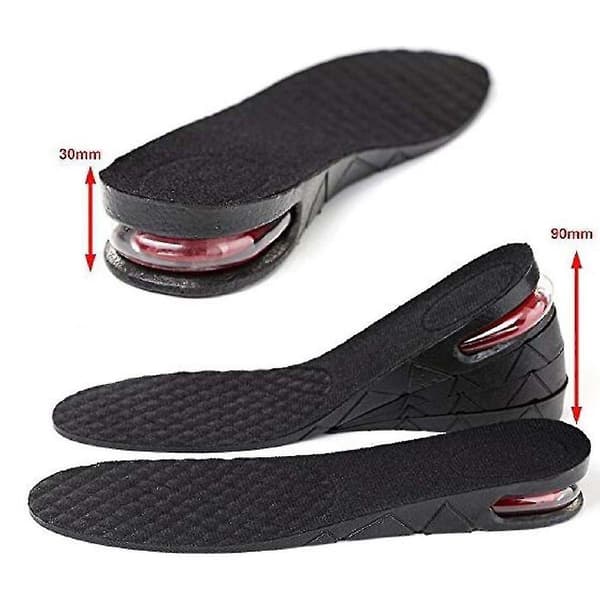 Unisex 3cm 5cm 7cm eller 9cm Hæl Højde Forøgelse Sko Løft Indlægssåler (Sort) 3 Layers(7cm)