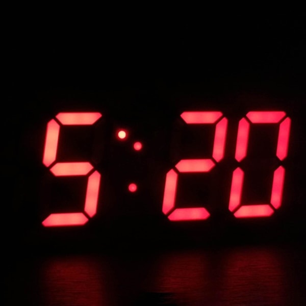 LED Digital Väggklocka med Glödande Nattläge Justerbar Elektronisk Bordsklocka Väggklocka Dekoration Vardagsrum LED-klocka [dB} Röd Red