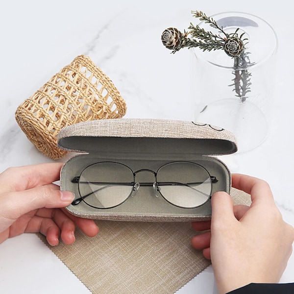Stycken linne canvas hårda glasögonfodral, solglasögon skyddande box