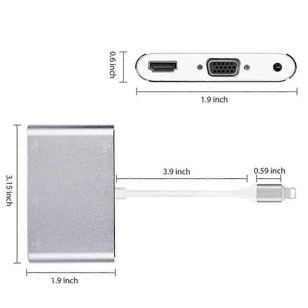 1080P Lightning til HDMI VGA Audio Video Adapter Konverter til Apple