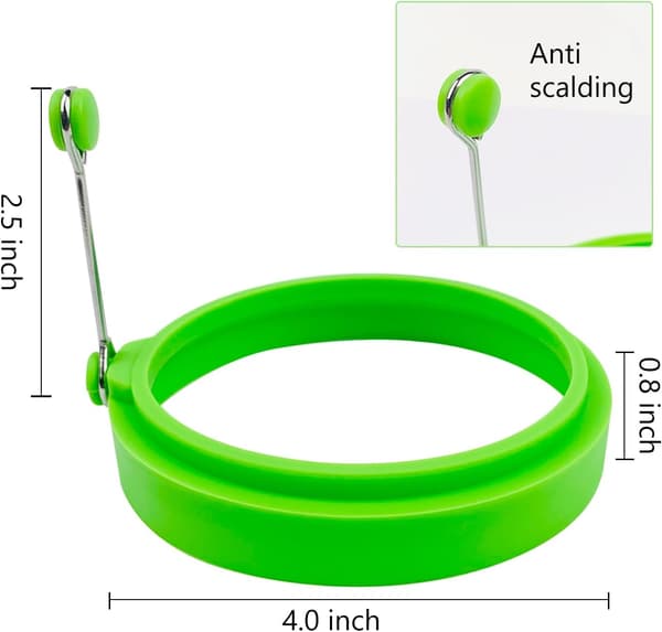 Eggringsett, silikon eggringer, eggstekeringer og non-stick eggpanne-ringer, flerfarget, 4-delt sett.