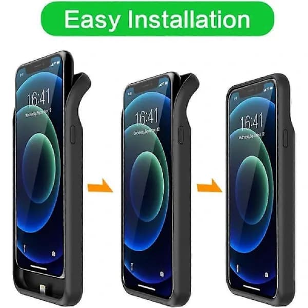 Batterideksel til iPhone 12/12 Pro, [Oppgradert versjon] 6800 mAh oppladbart deksel (svart)