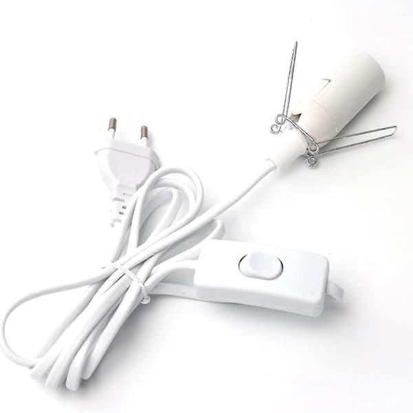 Kabel til saltlampe med bryter - E14-1,8 m - Sokkel til saltlampe, hvit