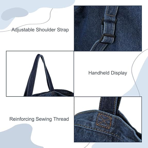 Retro håndtaske i denimstil til kvinder Afslappet Jean Tote Store afslappede denimtasker til piger Light blue
