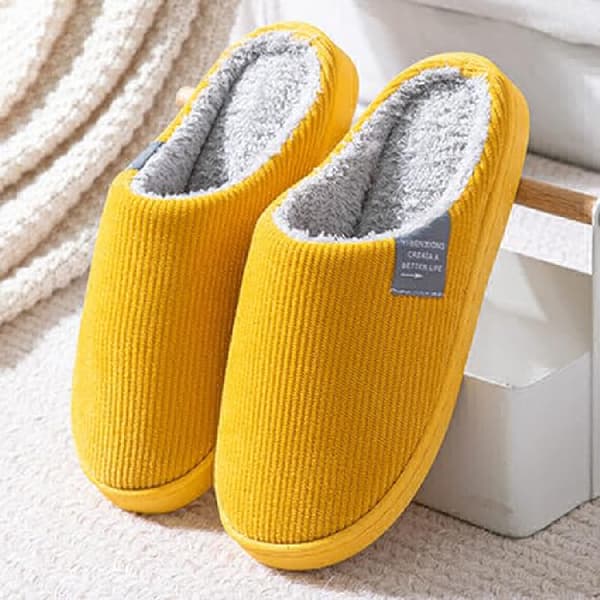 Specialerbjudande! Damtofflor, varma vintertofflor, bekväma och varma, fleecefoder, gula vintertofflor, storlekar 38-39. 38-39 Yellow