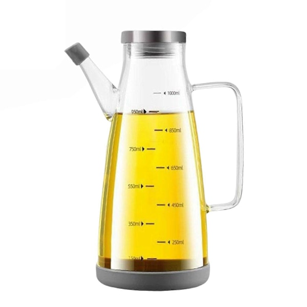 Glas Oljedispenser Flaska med Droppfri Pip 550/750/1000ml Stor Kapacitet Oljekanna Värmebeständig Olja Vinäger Dispenser Behållare Flaskor Kök G 1000ML 1pc