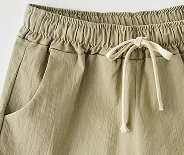 Afslappede bomuldsshorts til kvinder med elastisk talje og snøre --- Himmelblå (Størrelse XL)