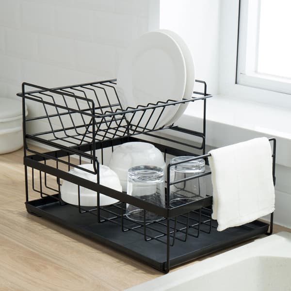 Lille 2-lags opvaskestativ - Sort design Black black
