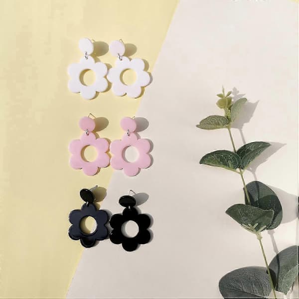 Fargerike Retro Blomster Øredobber Daisy Drop Øredobber Akryl Blomsterdesign