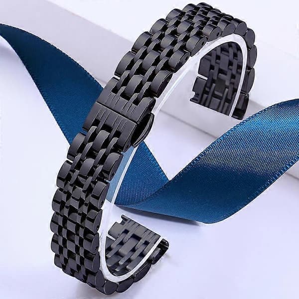 Til Garmin Lily 2 Urrem 7 Perler 14mm Rustfrit Stål Udskiftningsrem - Xin Black