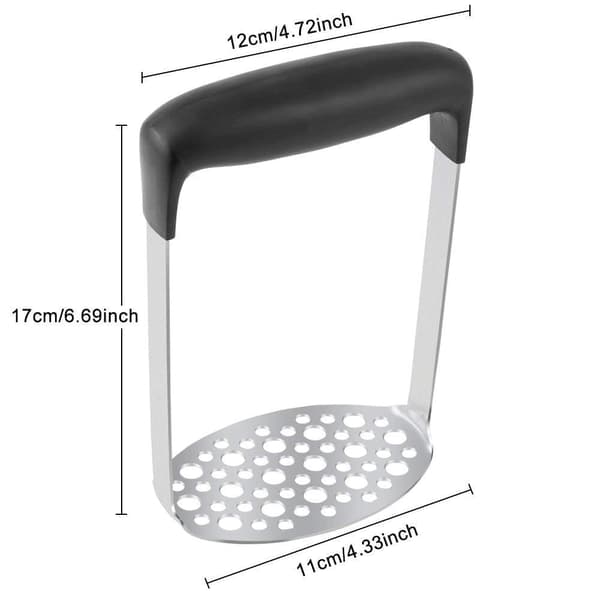 Diskmaskinssäker grönsakspress, krämigt potatismos (Svart 12 × 7 × 17 cm)