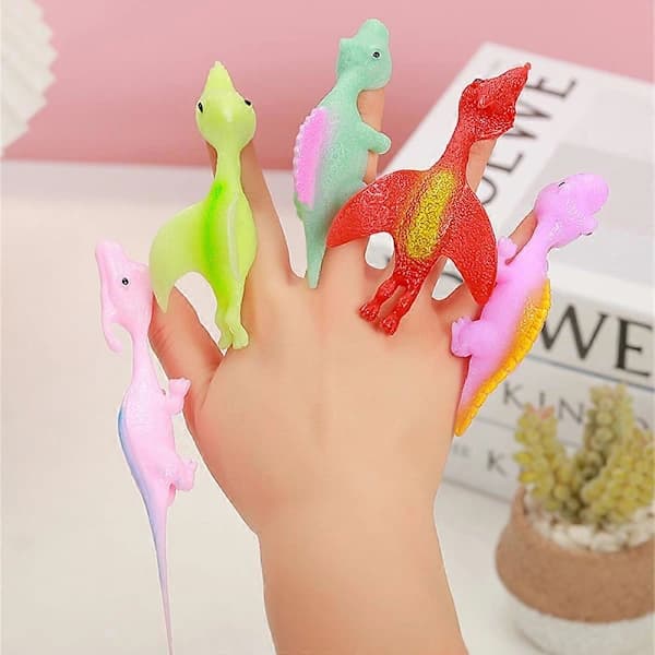 10 stk. sprettert dinosaur fingerleker flygende spill stressavlastende elastisk