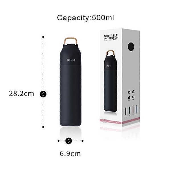500ml kaffe resemugg termos inbyggt lock kopp rostfritt stål termospotta present kontorsmugg Gray