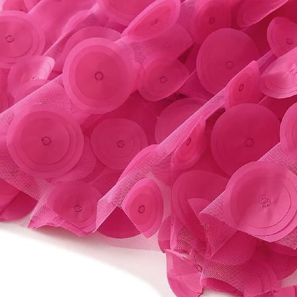 Skræddersyet nederdel til kvinder 3D Prikket Mesh Flowy A-linje Midi Nederdel rose red