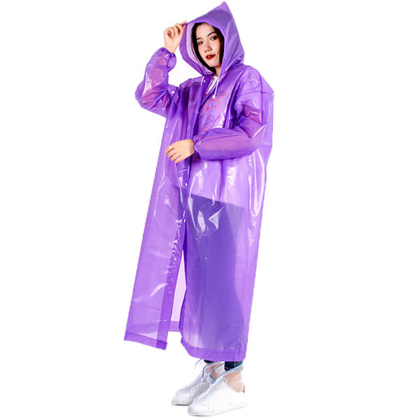 EVA Lättvikts Regnjacka för Vuxna Transparent Förtjockad Regnrock med Huva Unisex Lila Purple Fascicular Orifice