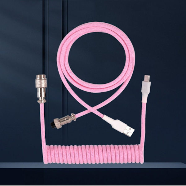 Mekaniskt tangentbord spiral kabel USB tangentbordskabel VIT white