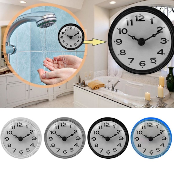 Dusch Badrum Bad Kök Silikon Väggklocka m/ Sugpropp grey One-size