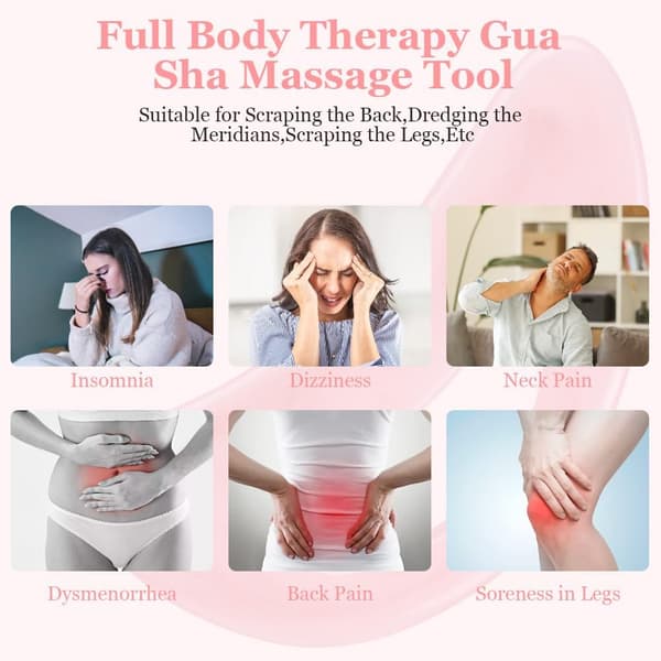 Stor Gua Sha massageapparat, lymfedrænage & cellulite massage til ben, ansigt, ryg & smertelindring Rosa-B