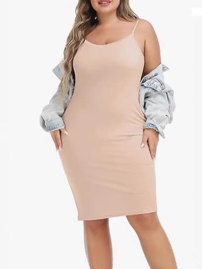 Plus-size Modal justerbar spaghetti-stropp V-hals underkjole 2 2XL