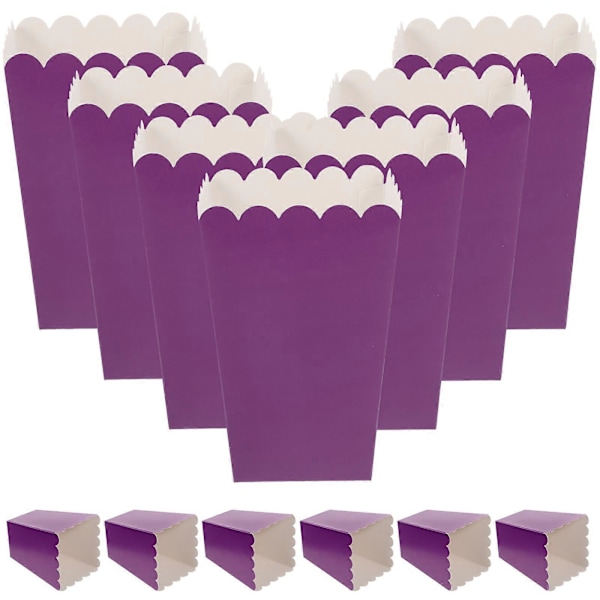 50 st Popcornlådor Papper Popcornbägare Enkla Fettbeständiga Popcornbehållare Purple 10.7x7.5cm