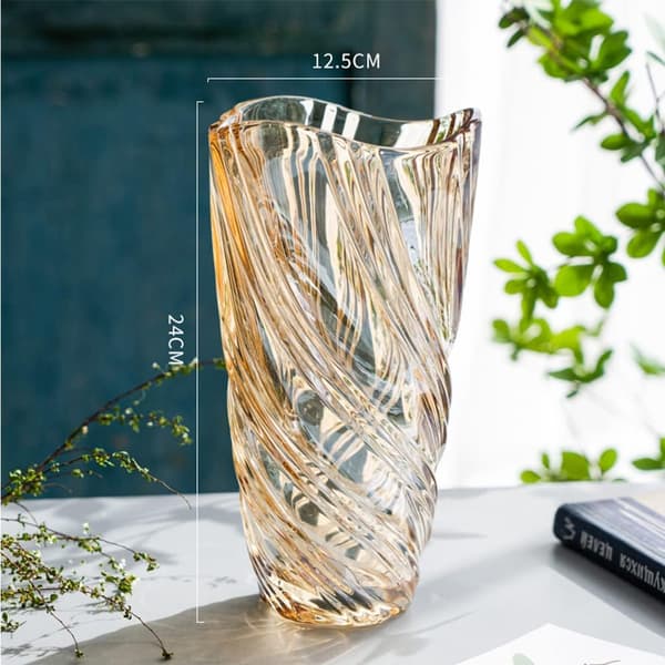 Hög glasvas för blomsterdekorationer - 24cm/9\" Stor guldvas