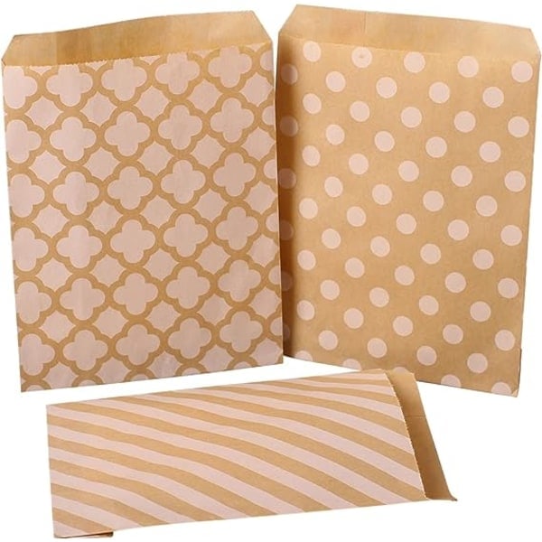 TG 100 st (5 stilar) Kraftpapper med brun botten, papperspåse för godis, C