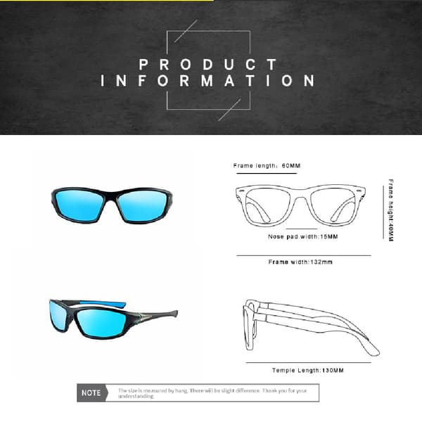 To par unisex polariserede solbriller (sort og blå); letvægtsstel, high-definition aviator-linser; velegnet til golf A4
