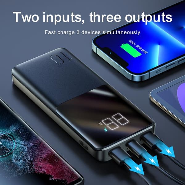 Super Charge LED Powerbank 10.000mAh, 22.5W - Sort