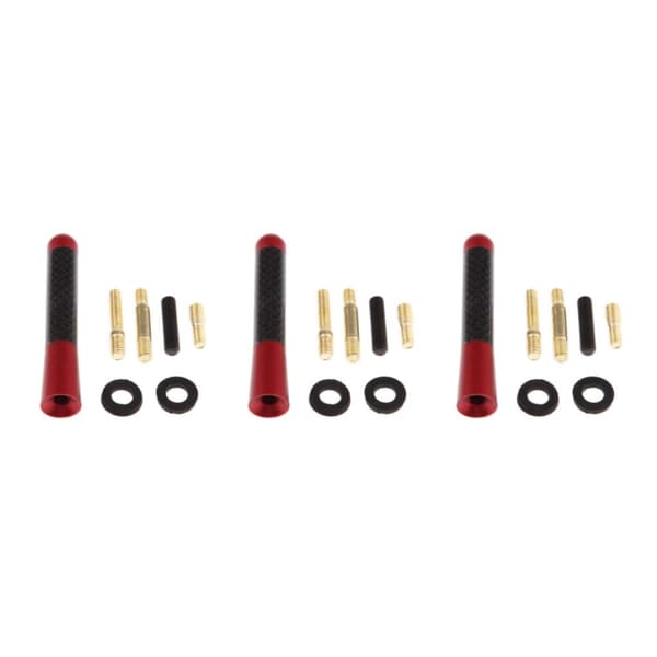 1/2/3 Kort Stubby Bil Auto Antenn AM/ Antennmast Skruv Typ Röd Red 3Set